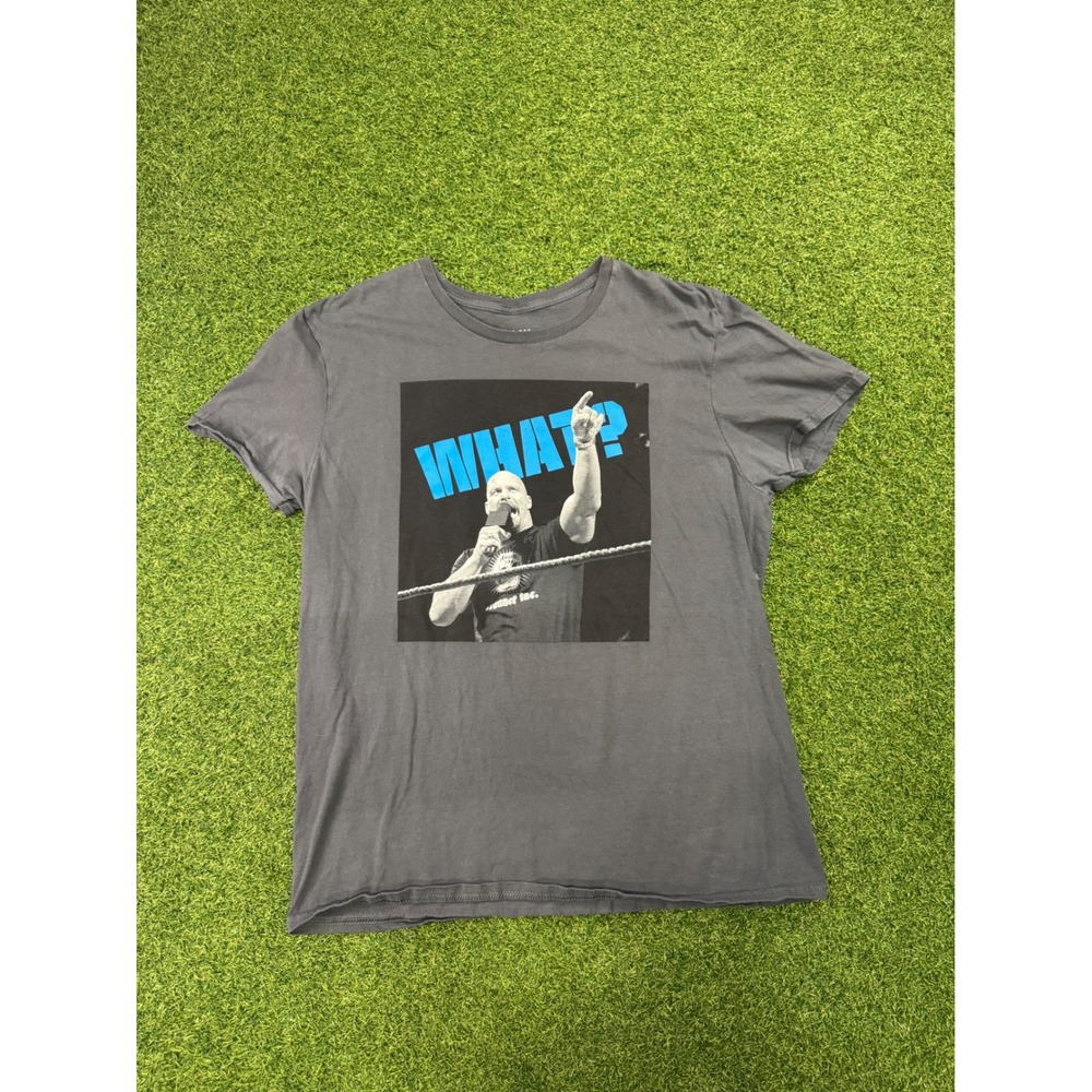 WWE Stone Cold Steve Austin Slam Crate WHAT? Graphic T-Shirt Gray Mens Large‎ L
